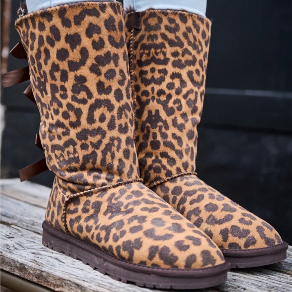 Leopard Print Women's Custom Ordered Tall Ugg Boots - Picture 3 of 8